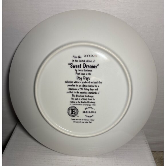 Limited Edition Bradford Exchange Sweet Dreams Plate Jerry Gadamus 1993 Dog Days - Picture 2 of 4